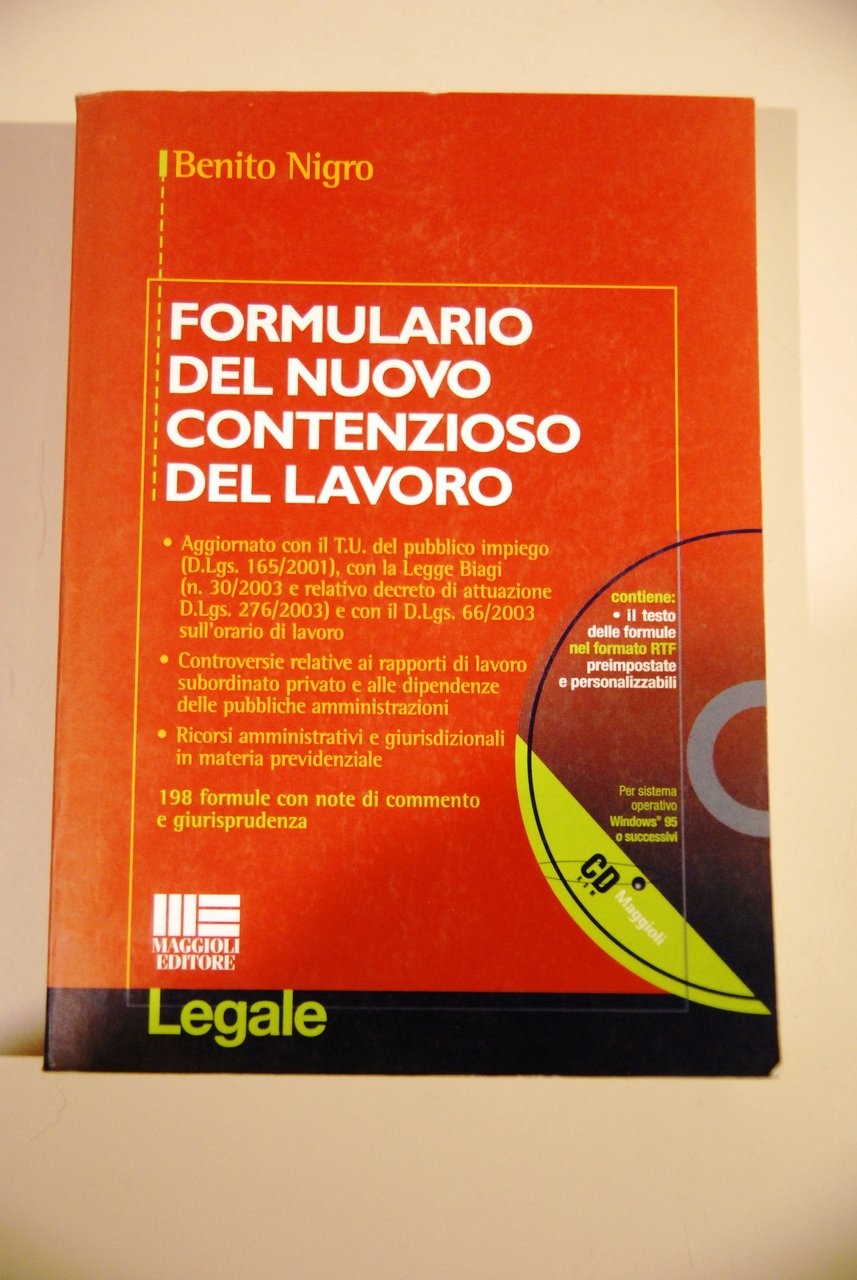 formulario del nuovo contenzioso del lavoro