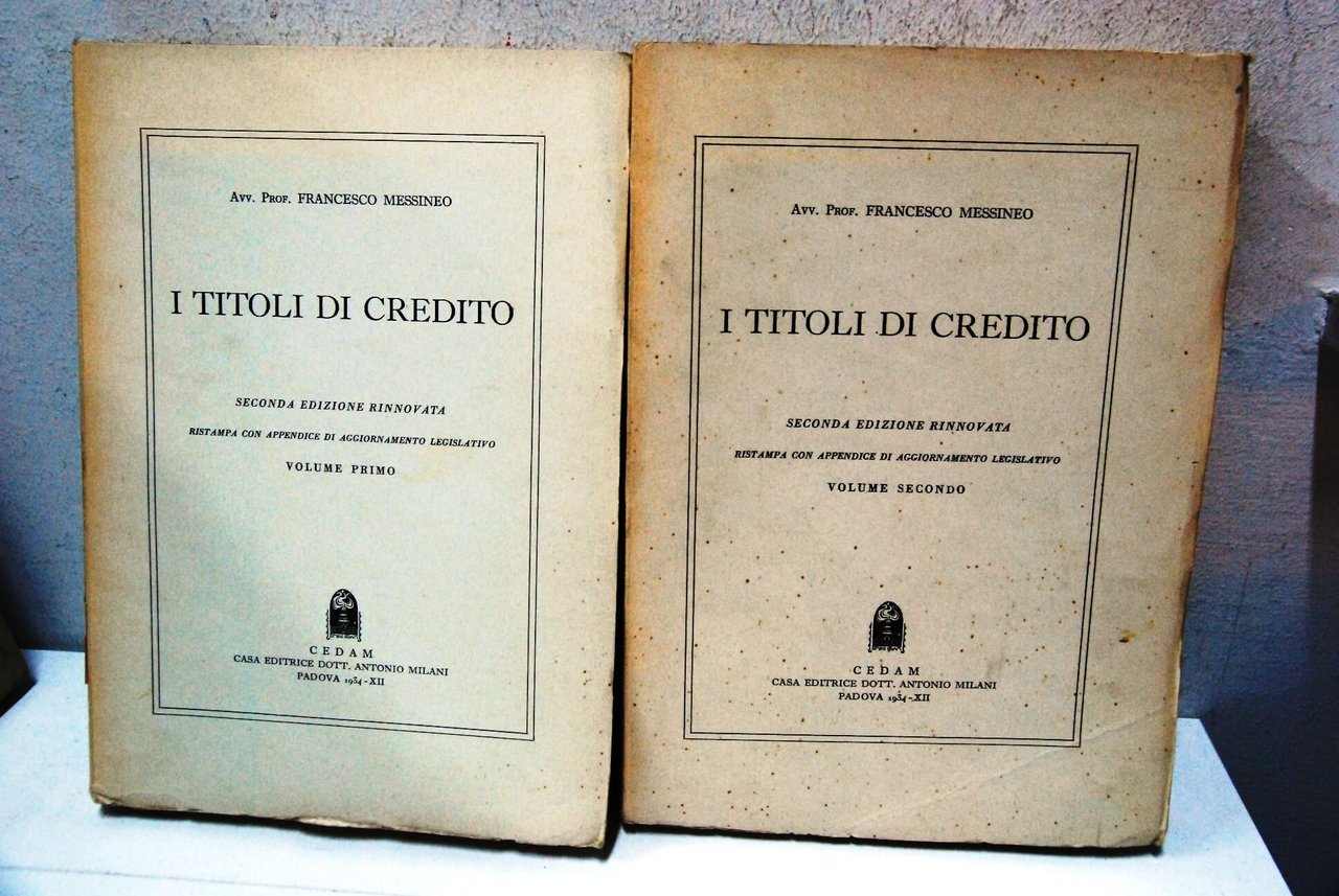 I titoli di Credito in 2 volumi opera completa