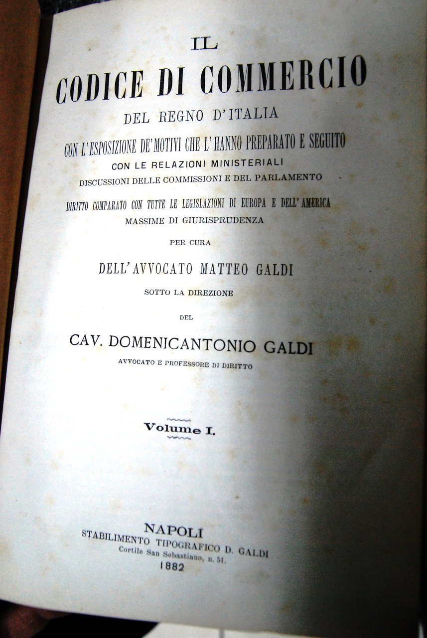 Il codice di commercio del regno d'Italia ? volume I …