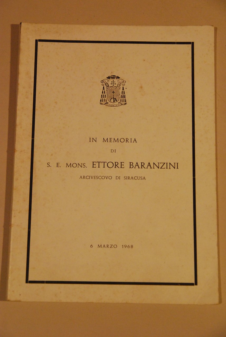 in memoria di ettore baranzini arcivescovo di siracusa