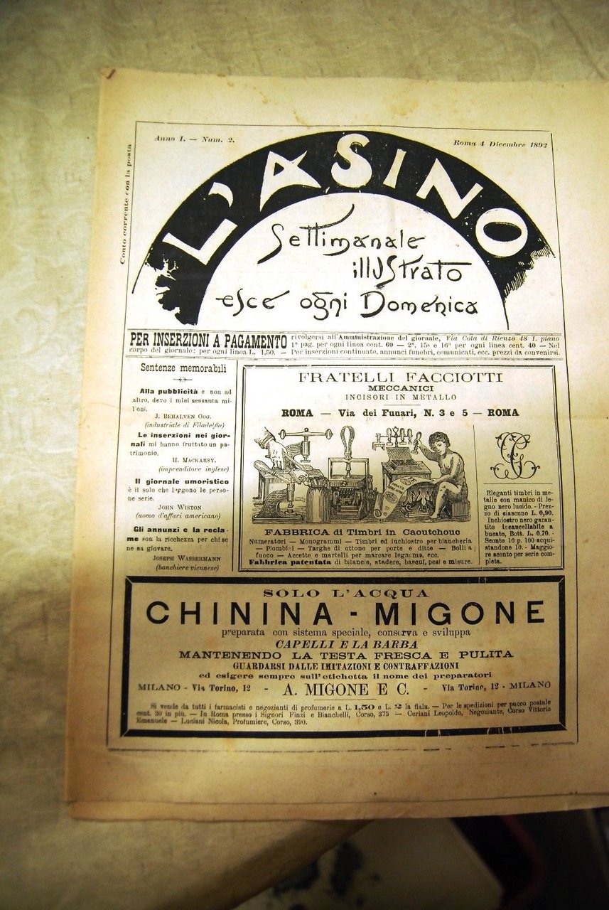 l'asino settimanale illustrato anno 1 n. 2