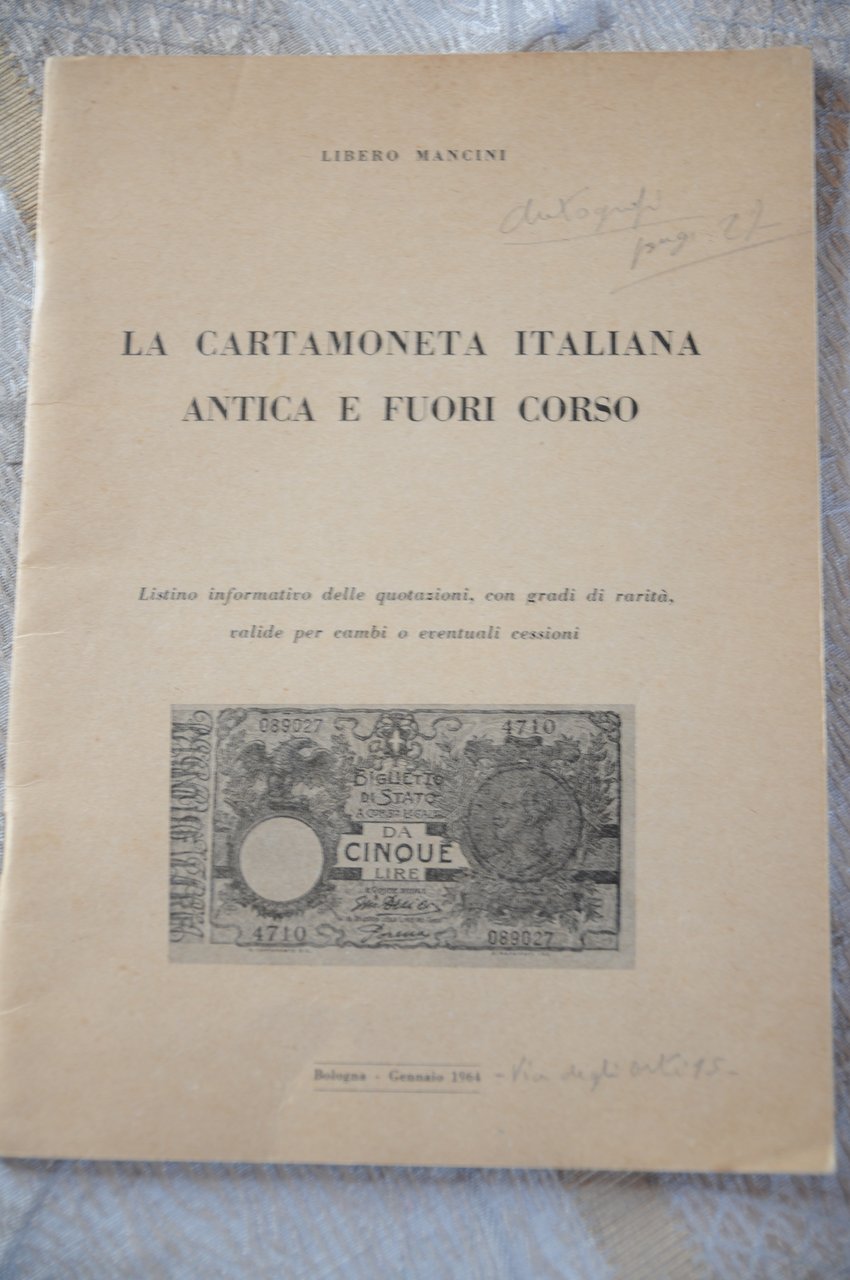 la cartamoneta italiana antica e fuori corso