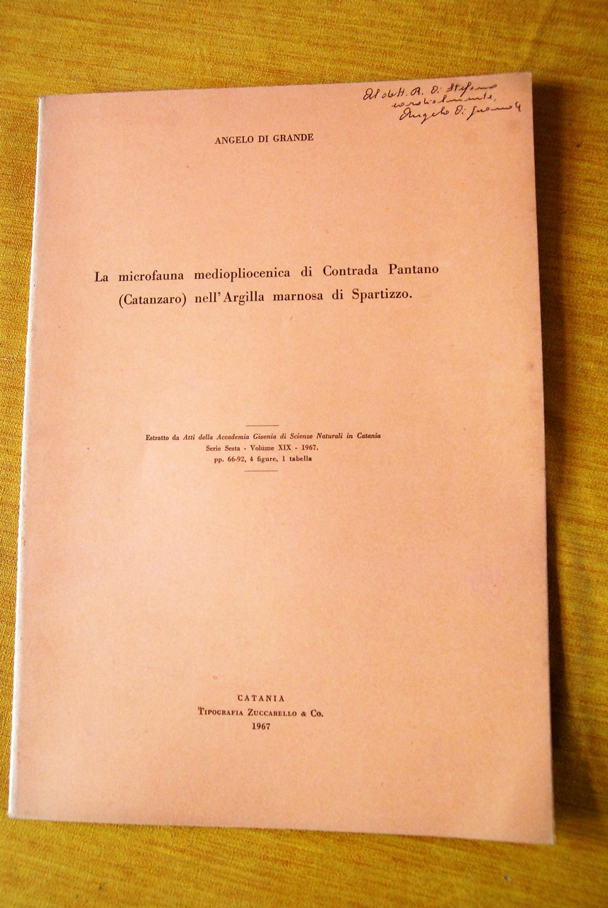 la microfauna mediopliocenica di contrada pantano catanzaro nell'argilla marnosa di …