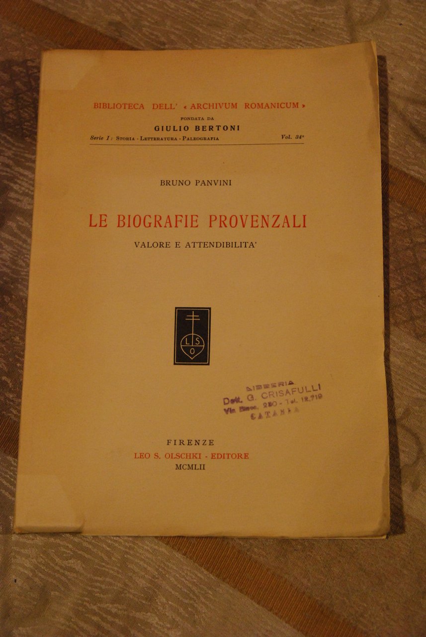 le biografie provenzali valore e attendibilità NUOVO (firma di possesso)