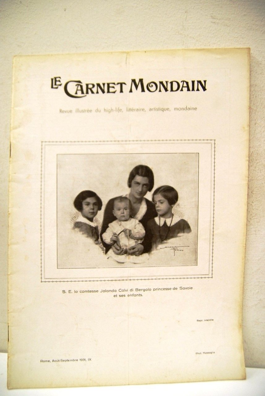 Le Carnet Mondain numero 637 (Agosto ? Settembre 1931) Jolanda … | Immagine principale