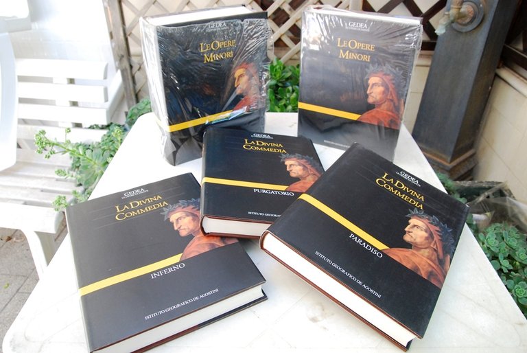 Le opere di Dante, la Divina Commedia + le opere minori in 5 volumi completi