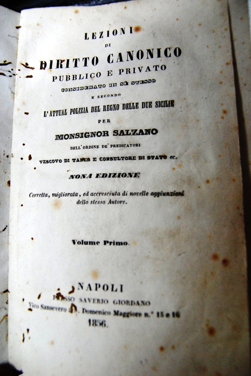 Lezioni di diritto canonico pubblico e privato l'attual polizia del … | Immagine principale