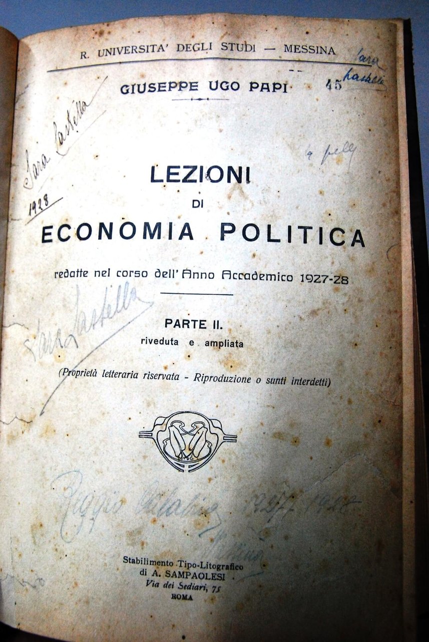 Lezioni di economia politica, parte II, anno accademico 1927 1928