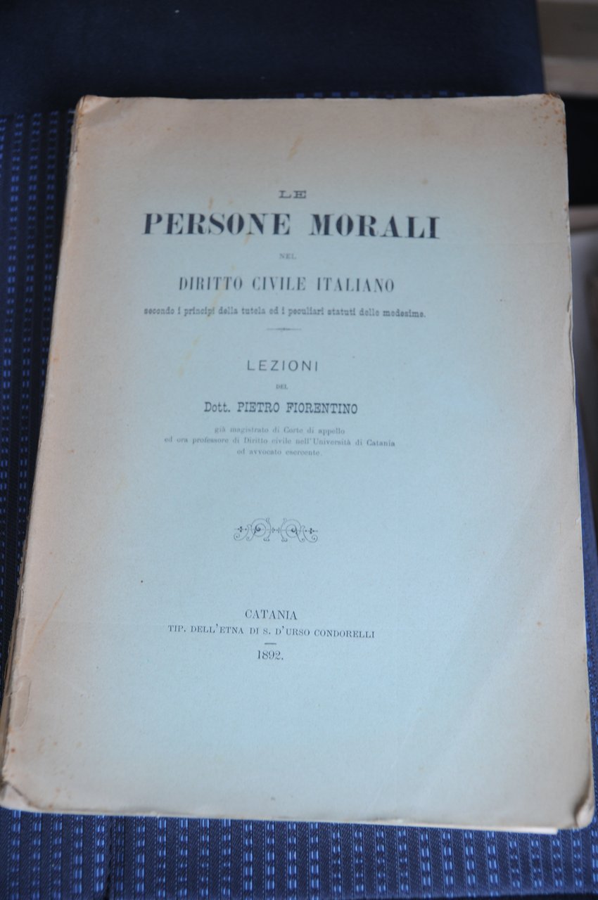 lezioni le persone morali nel diritto civile italiano