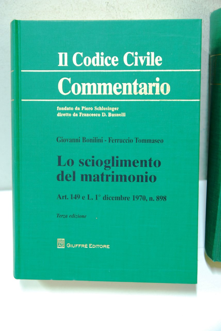 Lo scioglimento del matrimonio art. 149 e l. 1 dicembre …