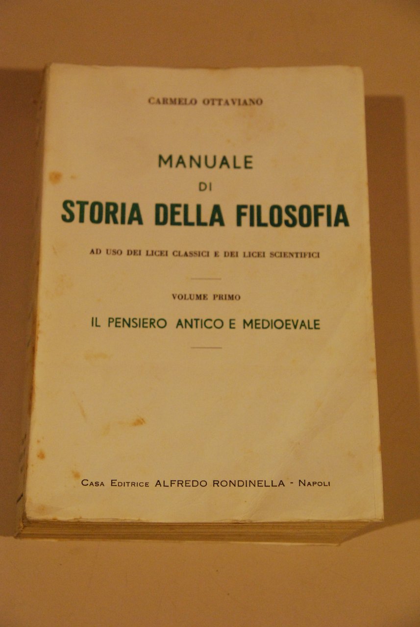 manuale di storia della filosofia vol. 1 il pensiero antico …