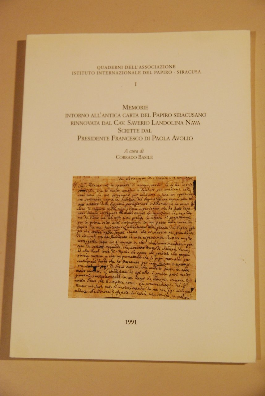 memorie intorno all'antica carta del papiro siracusano saverio landolina nava …