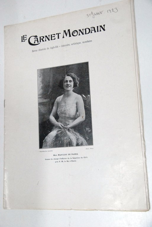 mme matilde de baeza femme du charge d'affaires de la legation du chili pres s.m. le roi d'italie 505 gennaio 1923