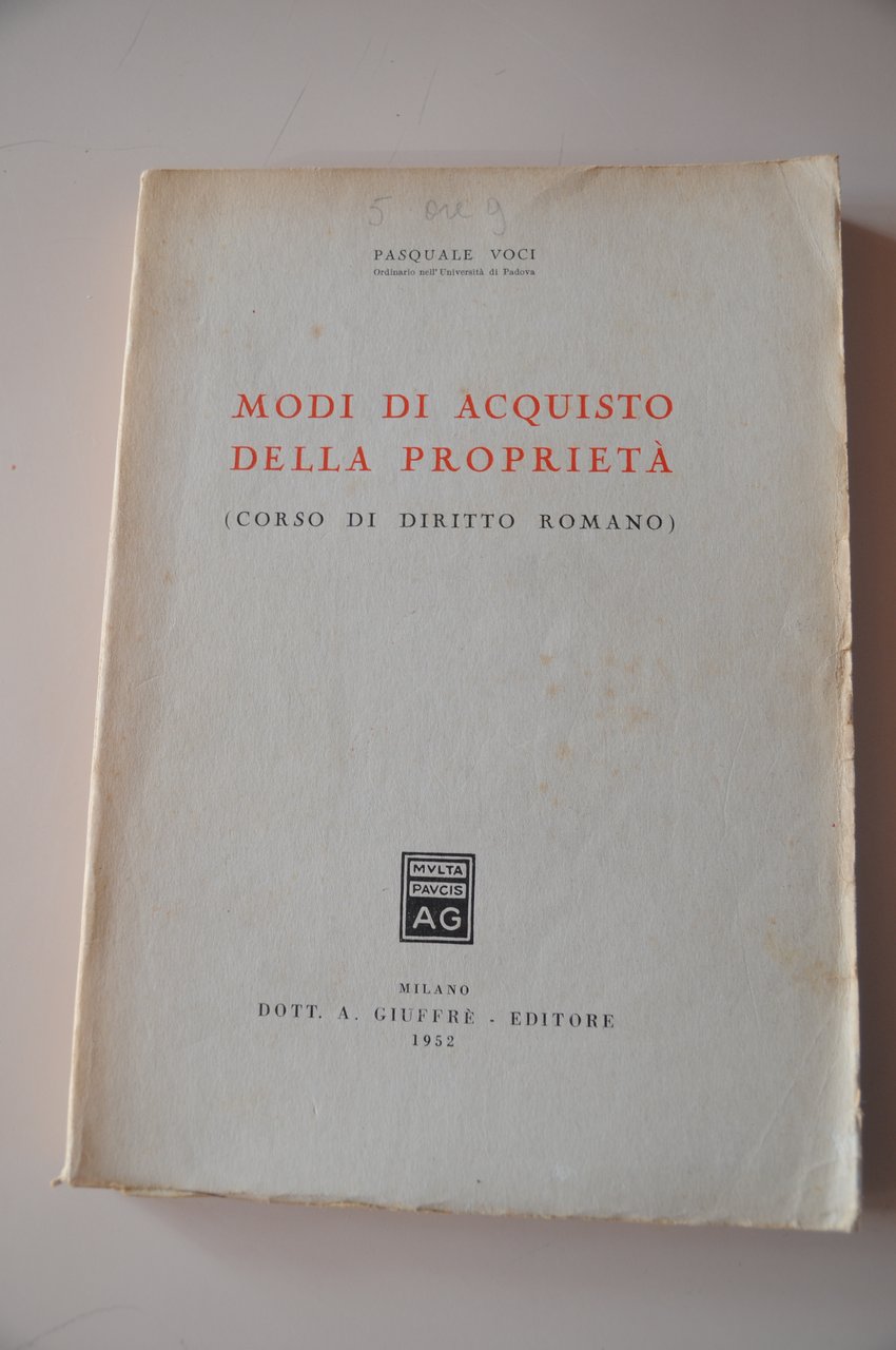 modi di acquisto della proprietà (sottolineature a matita)