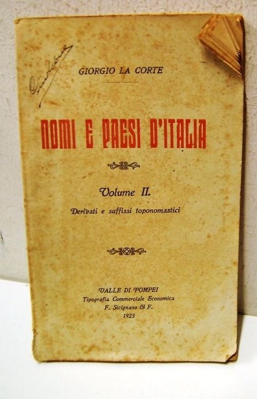 Nomi e Paesi d'Italia ? vol. II derivati e suffissi … | Immagine principale