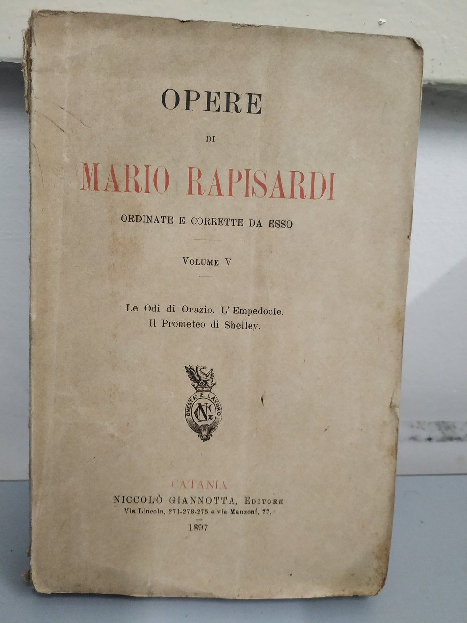 opere di mario rapisardi volume V vol. 5