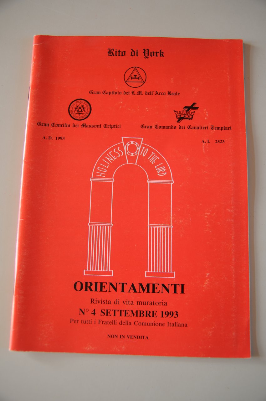 orientamenti rivista di vita muratoria n. 4 settembre 1993