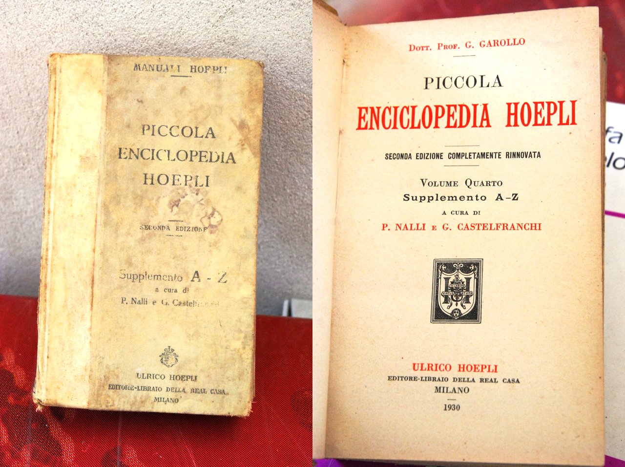 piccola anciclopedia hoepli volume IV quarto supplemento A-Z