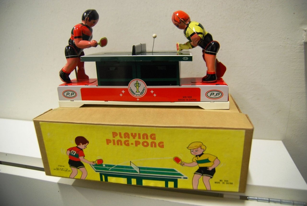 Playing ping pong - vintage tabletennis game