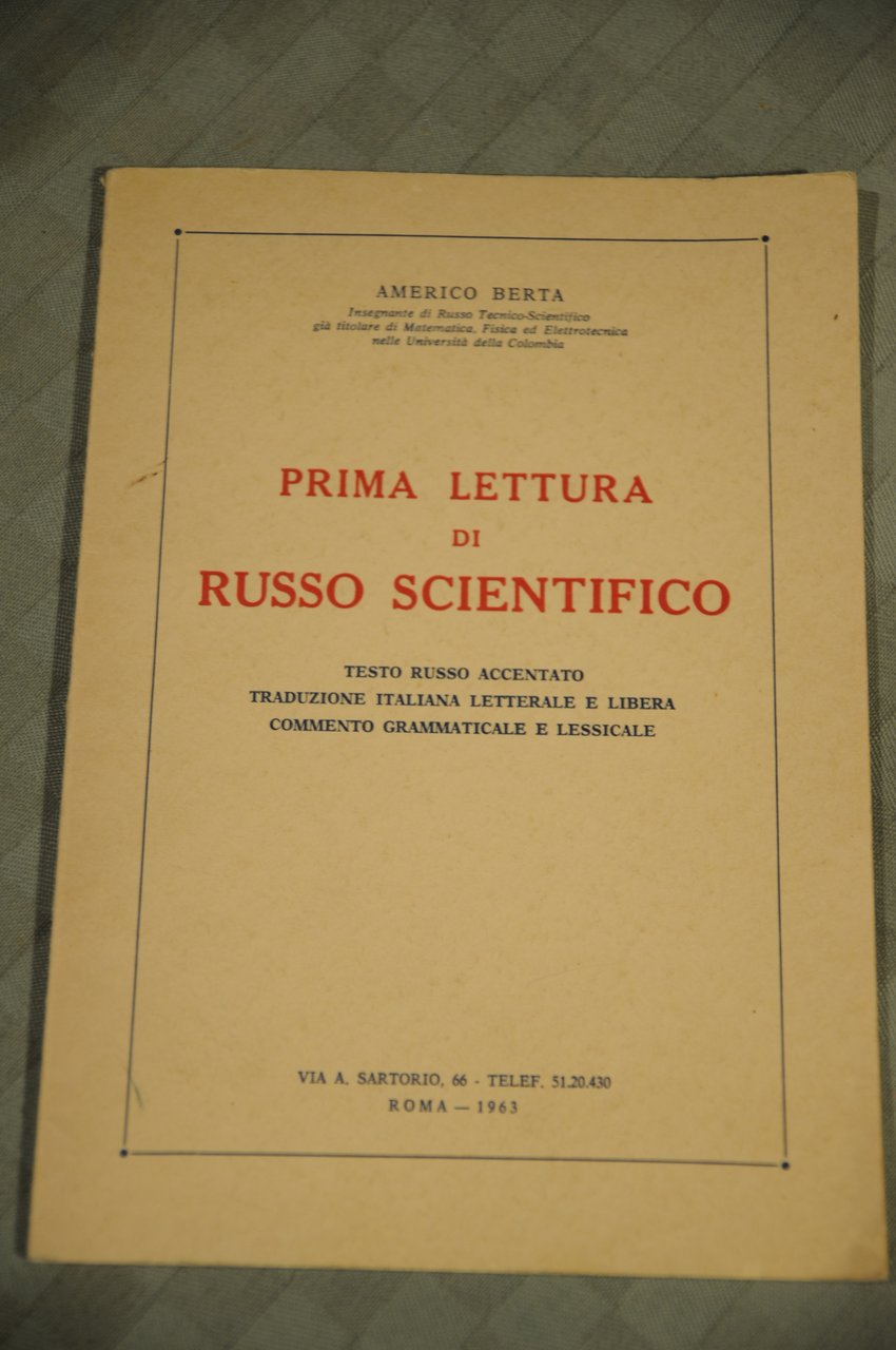 prima lettura di russo scientifico NUOVISSIMO