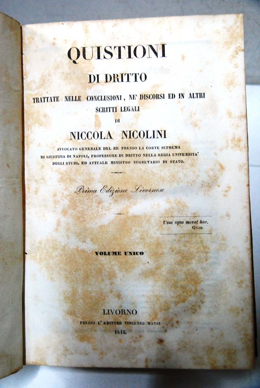 Quistioni di dritto TRATTATE NELLE CONCLUSIONI, NE' DISCORSI ED IN …