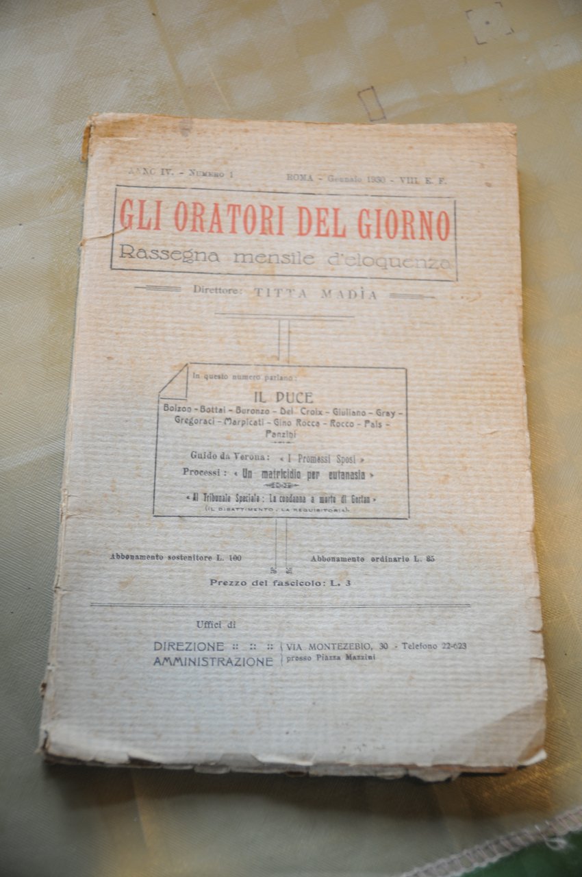 rassegna mensile d'eloquenza anno IV n. 1