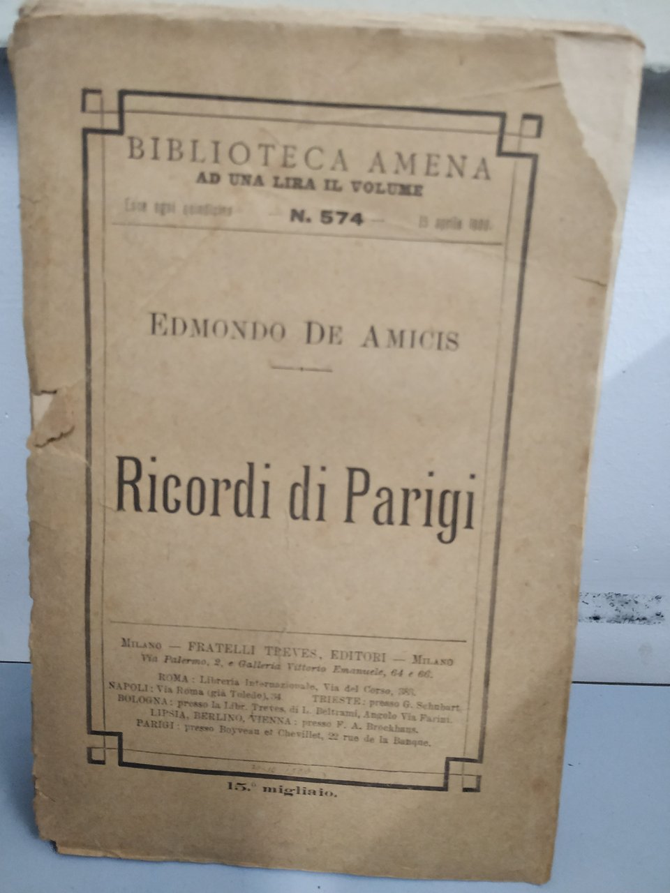 ricordi di parigi biblioteca amena 574 | Immagine principale