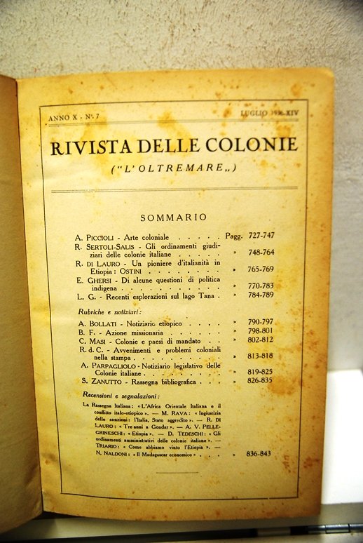 Rivista delle colonie d'oltremare, anno X | Immagine principale