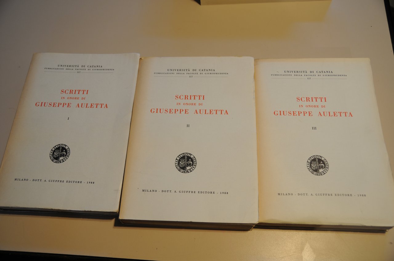 scritti IN onore di giuseppe auletta opera cpl. 3 voll. … | Immagine principale