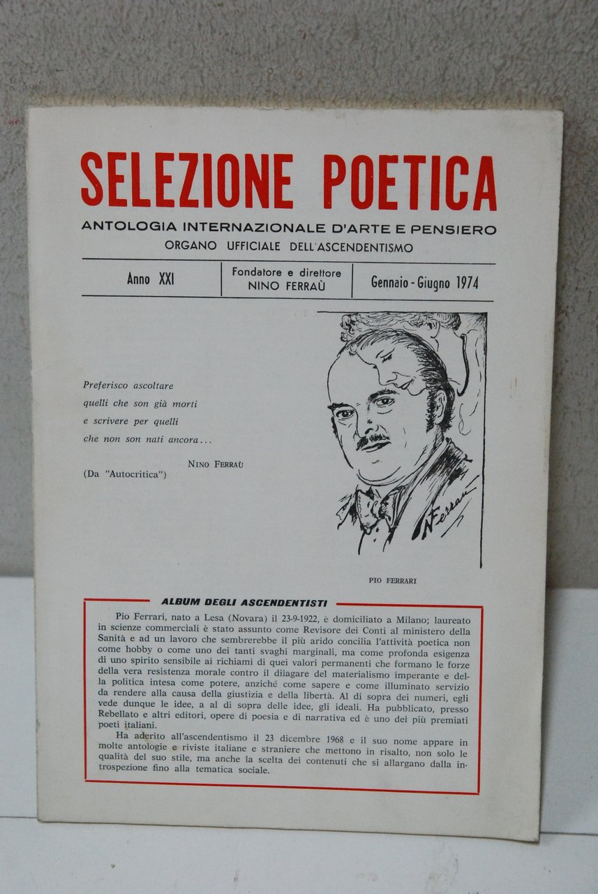 selezione poetica antologia internazionale d'arte e pensiero organo ufficiale ascendentismo … | Immagine principale
