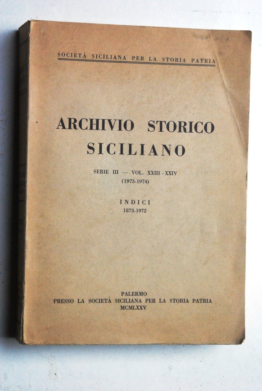 serie III vol. XXIII - XXIV (1973-1974) INDICI 1873-1972