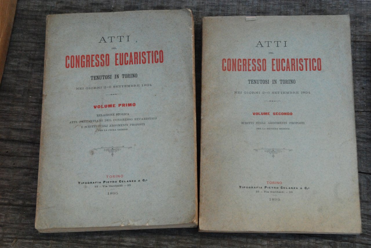 tenutosi in torino settembre 1894 due vol. NUOVISSIMI intonsi completi