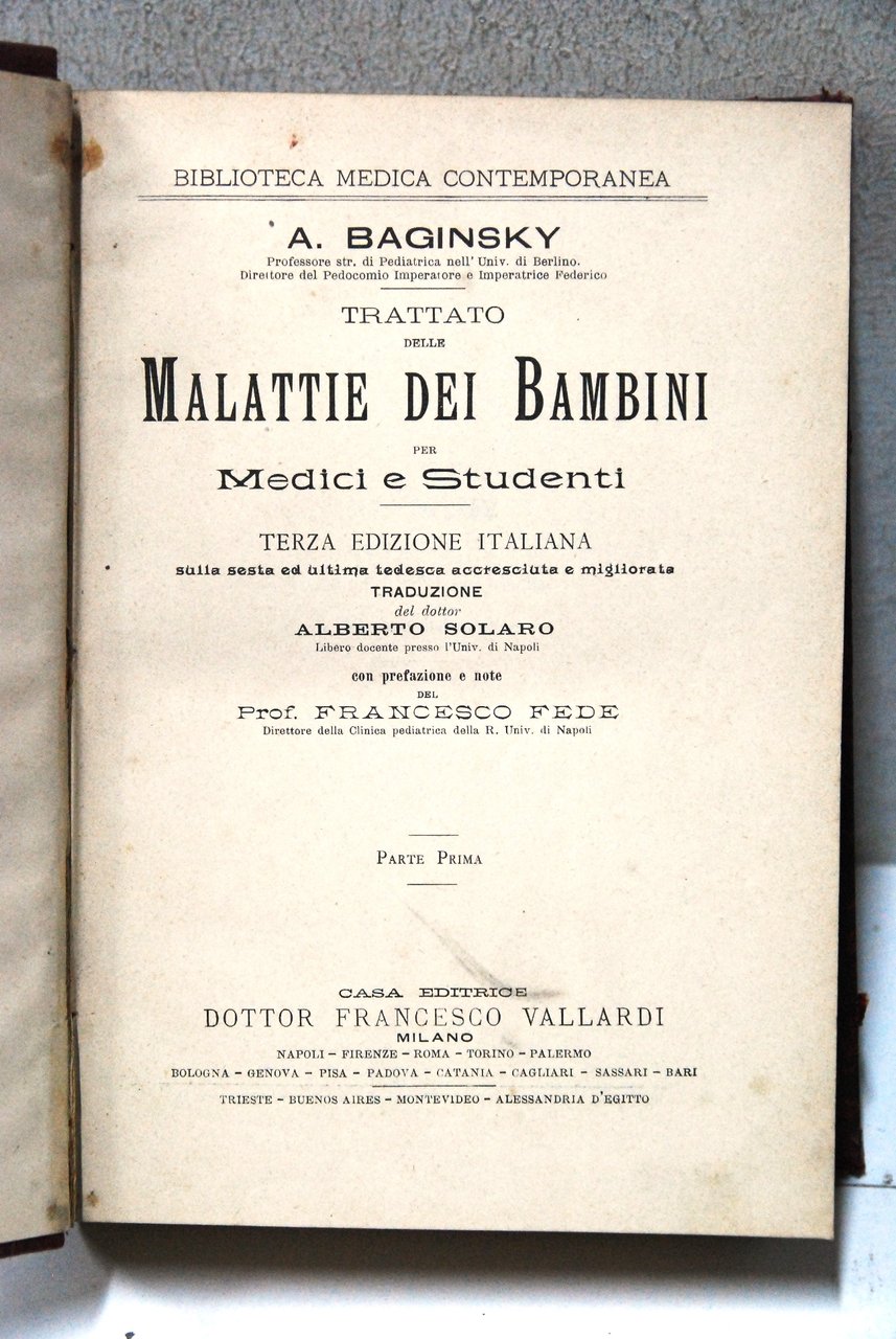 trattato delle malattie dei bambini per medici e studenti terza …