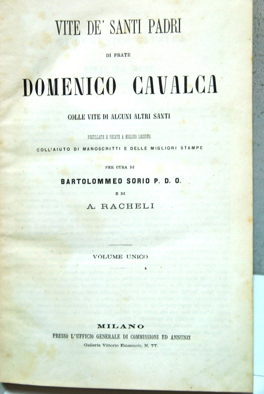 Vita de santi padri di frate domenico cavalca, colle vite …