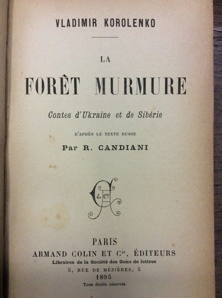 LA FORET MURMURE. - Contes d'Ukraine et de Sibérie. D'après …