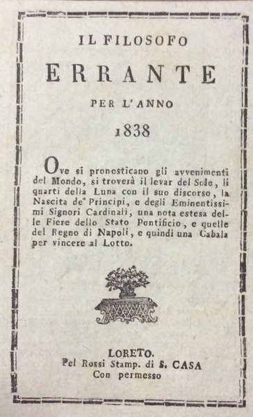 IL FILOSOFO ERRANTE PER L'ANNO 1838.