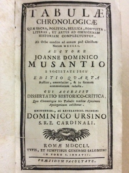 TABULAE CHRONOLOGICAE. - Quae sacra, politica, bellica, fortuita, literas, et …