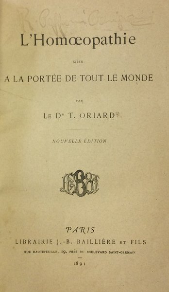 L'HOMOEOPATHIE MISE A LA PORTEE DE TOUT LE MONDE. - …