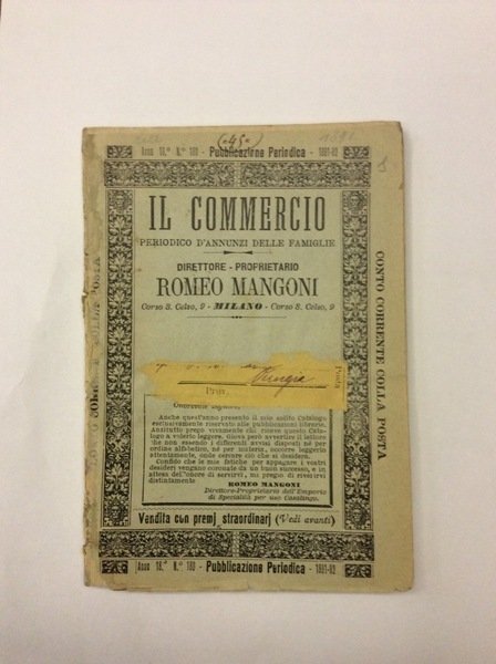 IL COMMERCIO. - Periodico d'annunzi delle famiglie N. 180 - …