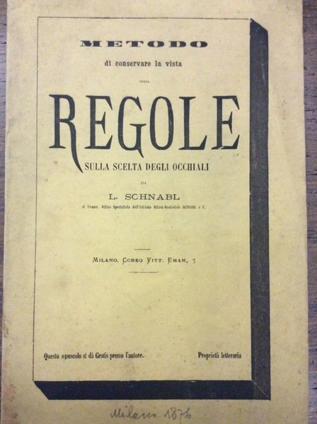METODO DI CONSERVARE LA VISTA CON "REGOLE SULLA SCELTA DEGLI …