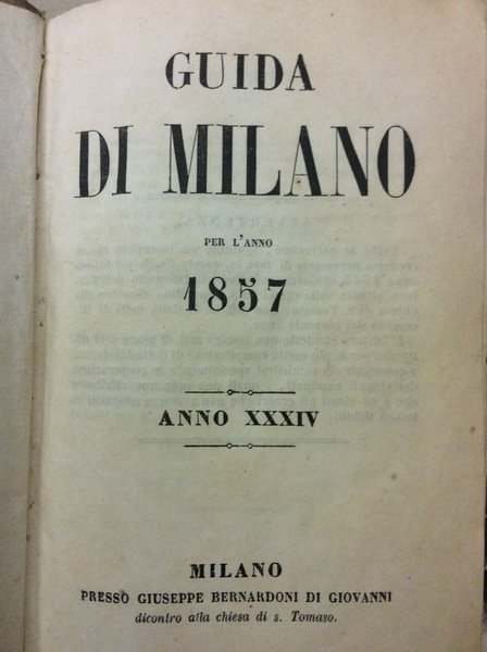 GUIDA DI MILANO PER L'ANNO 1857.
