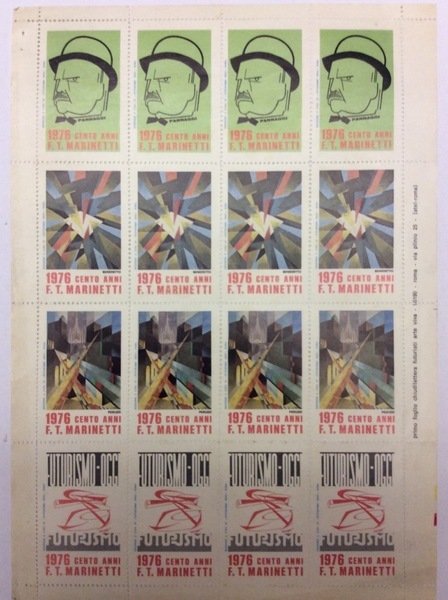 1976 CENTO ANNI F.T. MARINETTI. PRIMO FOGLIO CHIUDILETTERA FUTURISTI "ARTE …
