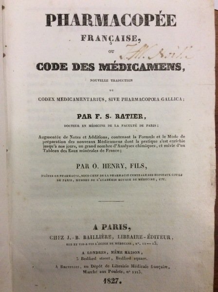 PHARMACOPEE FRANCAISE, OU CODE DES MEDICAMENS. - Nouvelle traduction du …
