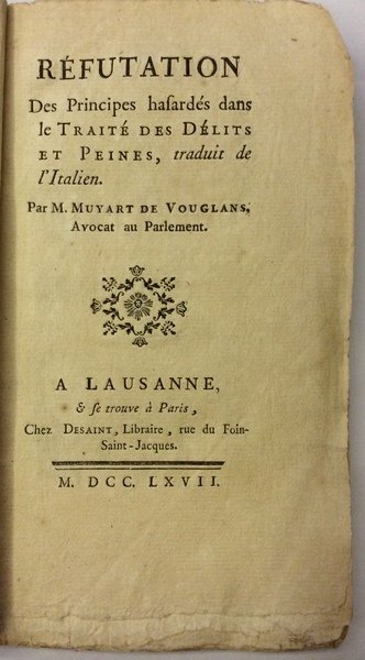 REFUTATION DES PRINCIPES HASARDES DANS LE "TRAITE' DES DELITS ET …