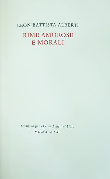 RIME AMOROSE E MORALI.