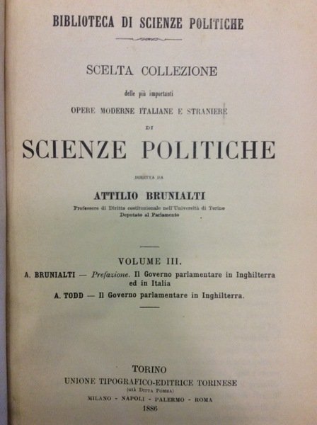 IL GOVERNO PARLAMENTARE IN INGHILTERRA. - Biblioteca di Scienze Politiche …
