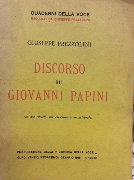 DISCORSO SU GIOVANNI PAPINI.