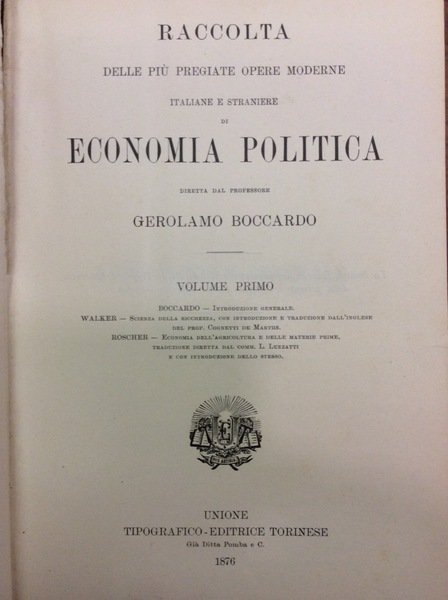SCIENZA DELLA RICCHEZZA / ECONOMIA DELL'AGRICOLTURA E DELLE MATERIE PRIME. …