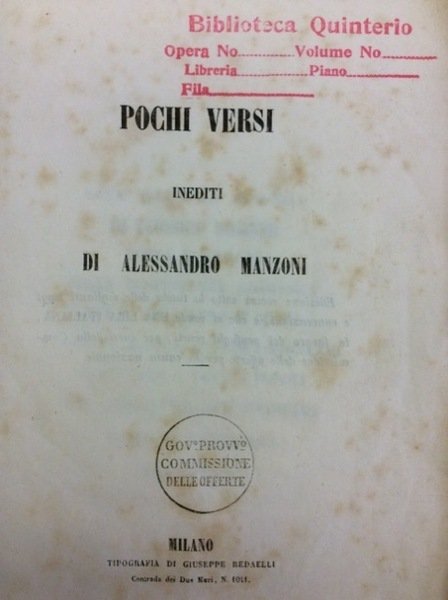 POCHI VERSI INEDITI.