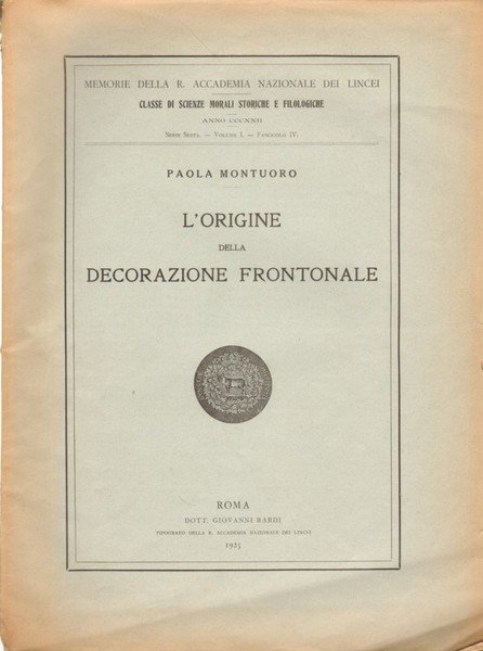 L'ORIGINE DELLA DECORAZIONE FRONTONALE.
